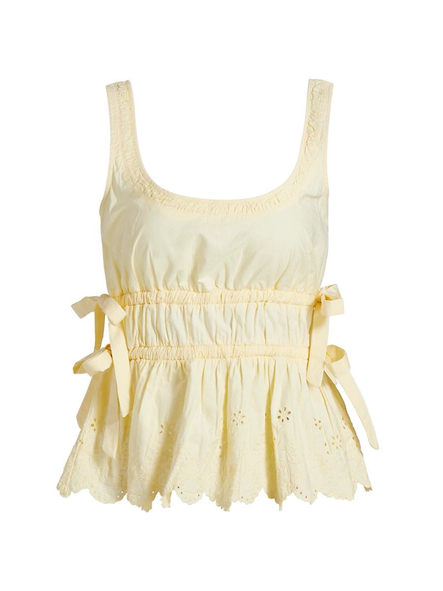 Women's Jade Cotton Cami - Yellow Broderie - Size 2 | Saks Fifth Avenue