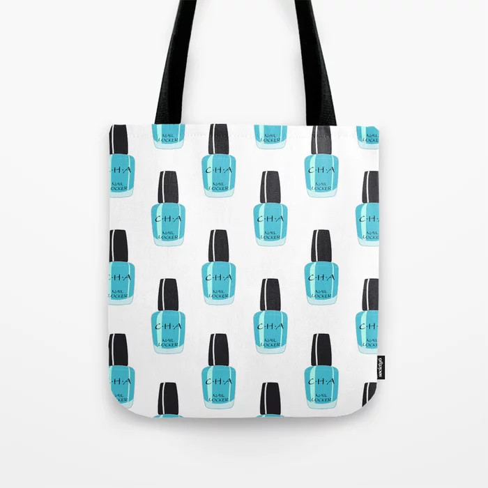 Aqua nail polish bottles Tote Bag | Society6