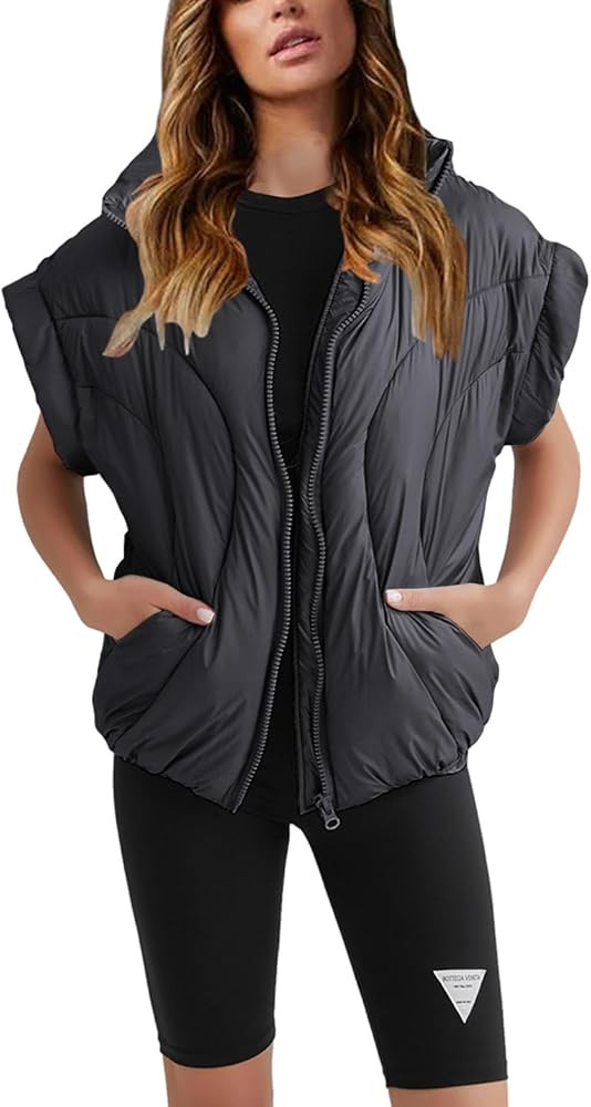 Kumufenc Womens Lightweight Quilted Puffer Vest Stand Collar sleeveless Zip Up Padded Jackets Gil... | Amazon (US)