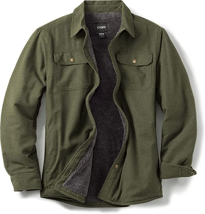 CQR Men's Sherpa Lined Flannel Shirt Jacket, Soft Long Sleeve Rugged Plaid Button Up Jacket | Amazon (US)