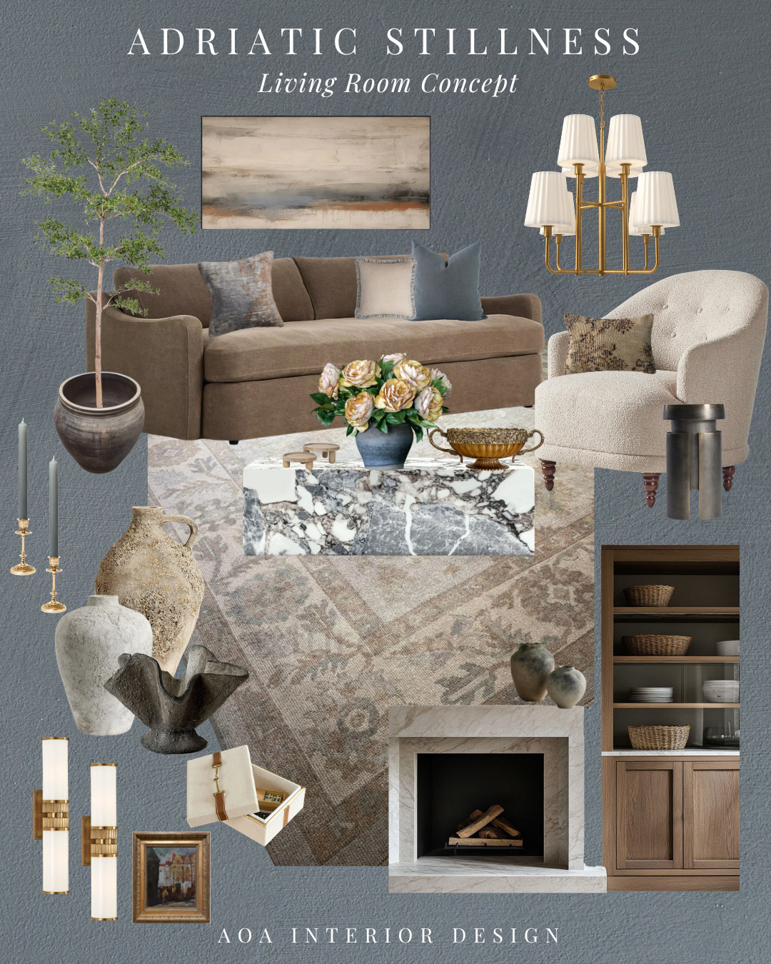  

 Adriatic Stillness — Plaster walls, layered neutrals, and this deep muted pacific limewash blue by @Portola Paints that inspired it all. 