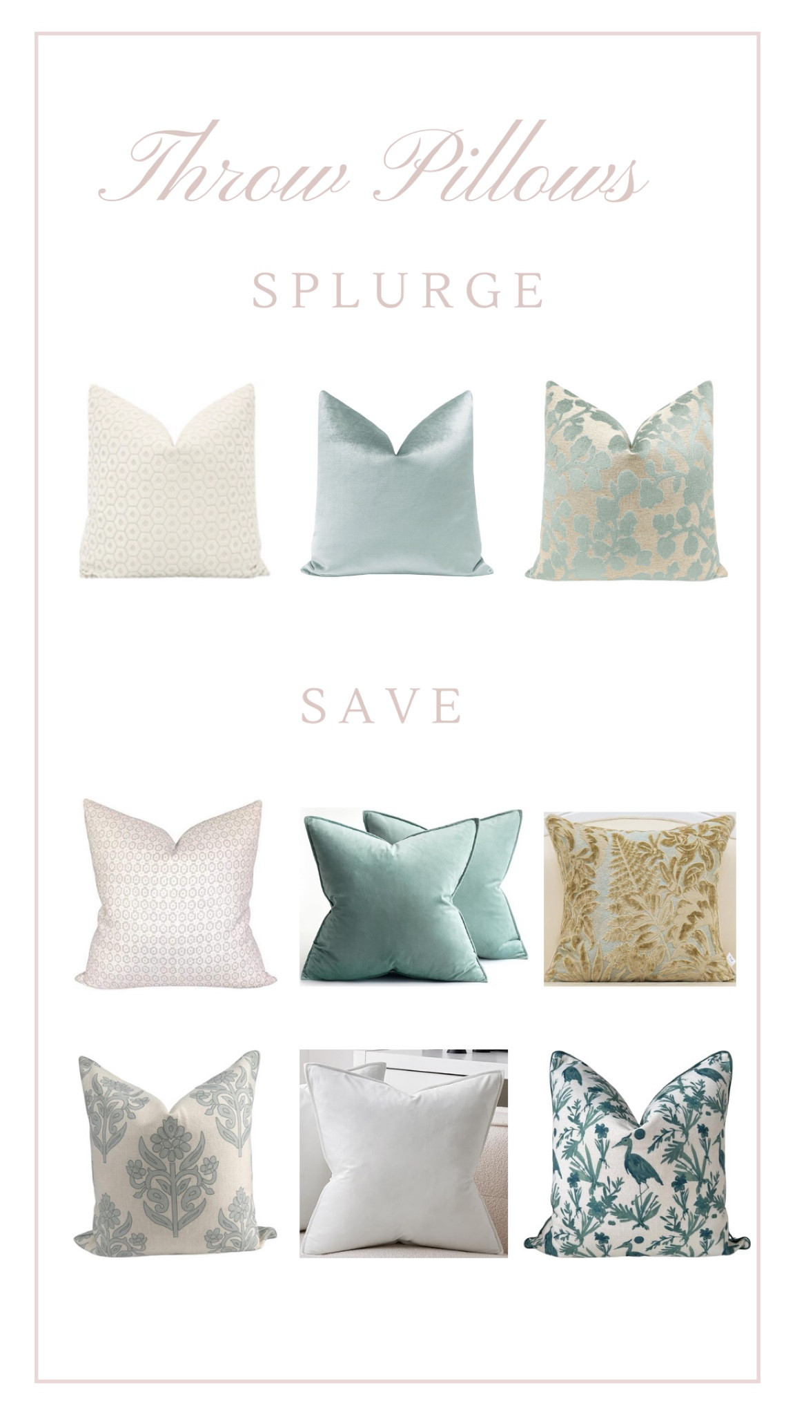 Whether you go high or low for your throws, the key ingredient is a good insert — don’t skimp here! An insert is what elevates an Amazon steal to a bespoke, designer look instantly. 

P.S. Always size up one for your insert! (ex: have a 20 x 20 cover? order the 22 x 22 insert). 