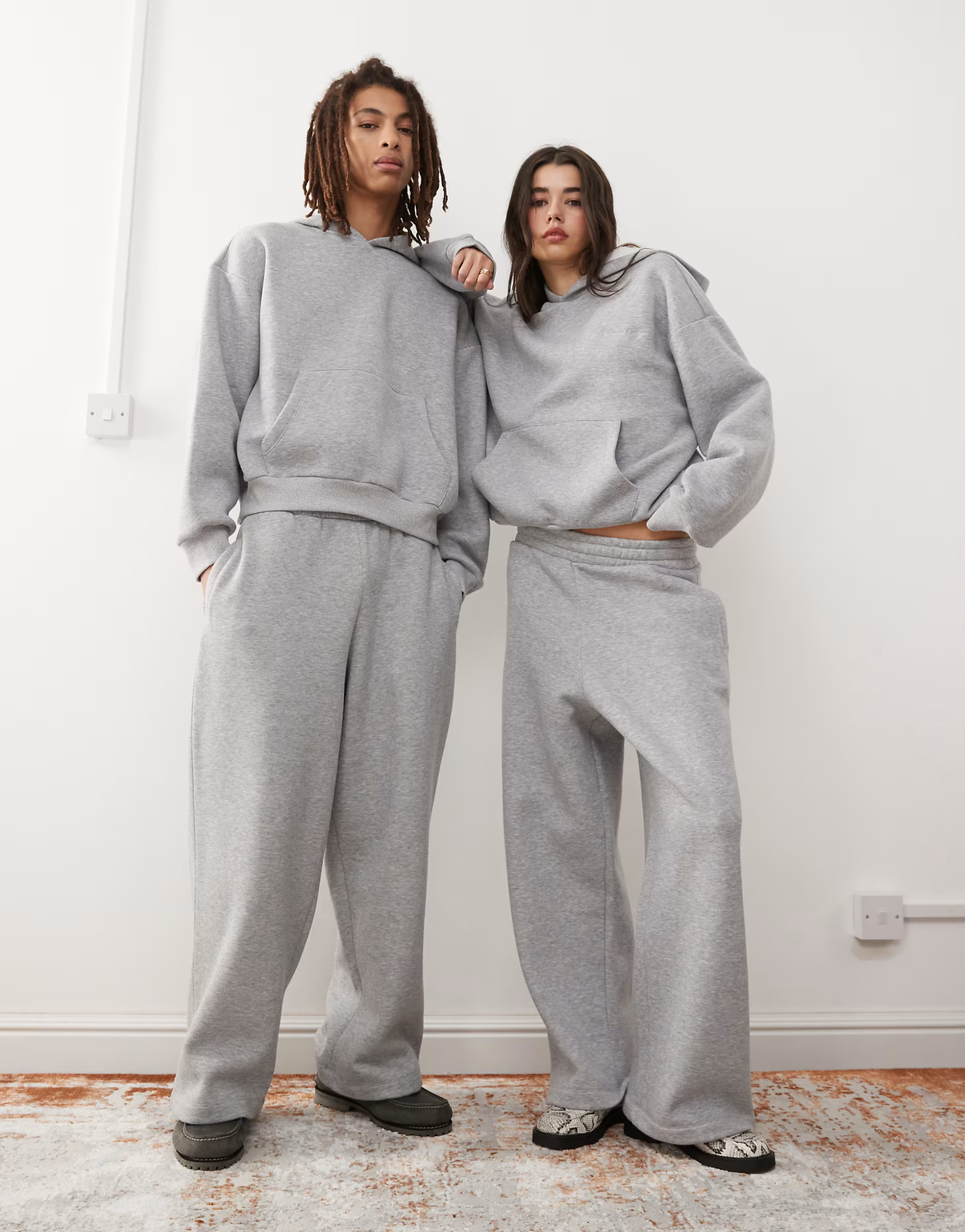 Reclaimed Vintage unisex heavyweight wide leg jogger co-ord in grey marl | ASOS (Global)