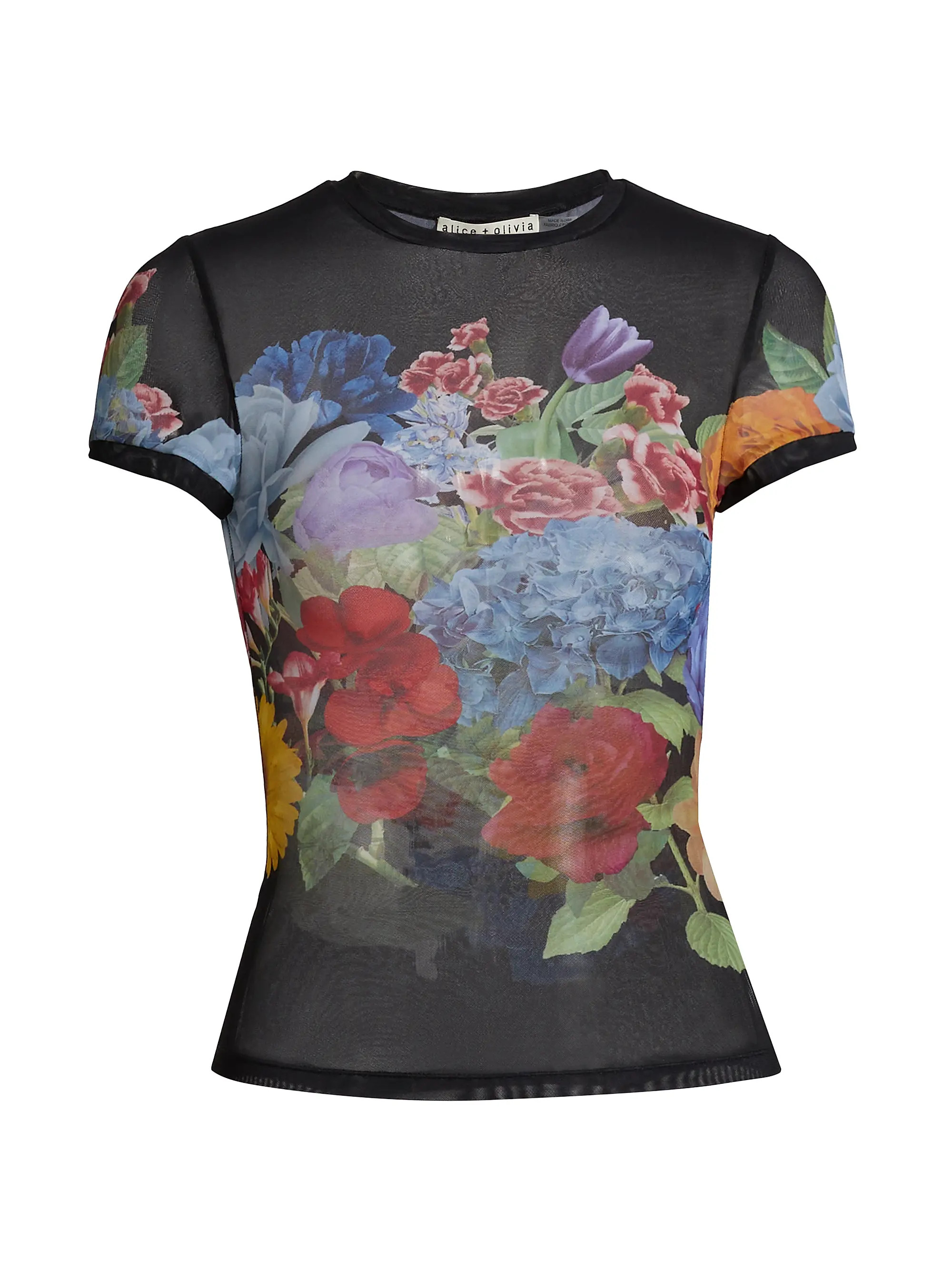 Tess Floral Semi-Sheer T-Shirt | Saks Fifth Avenue