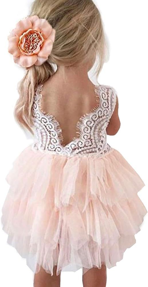 Topmaker Backless A-line Lace Back Flower Girl Dress | Amazon (US)