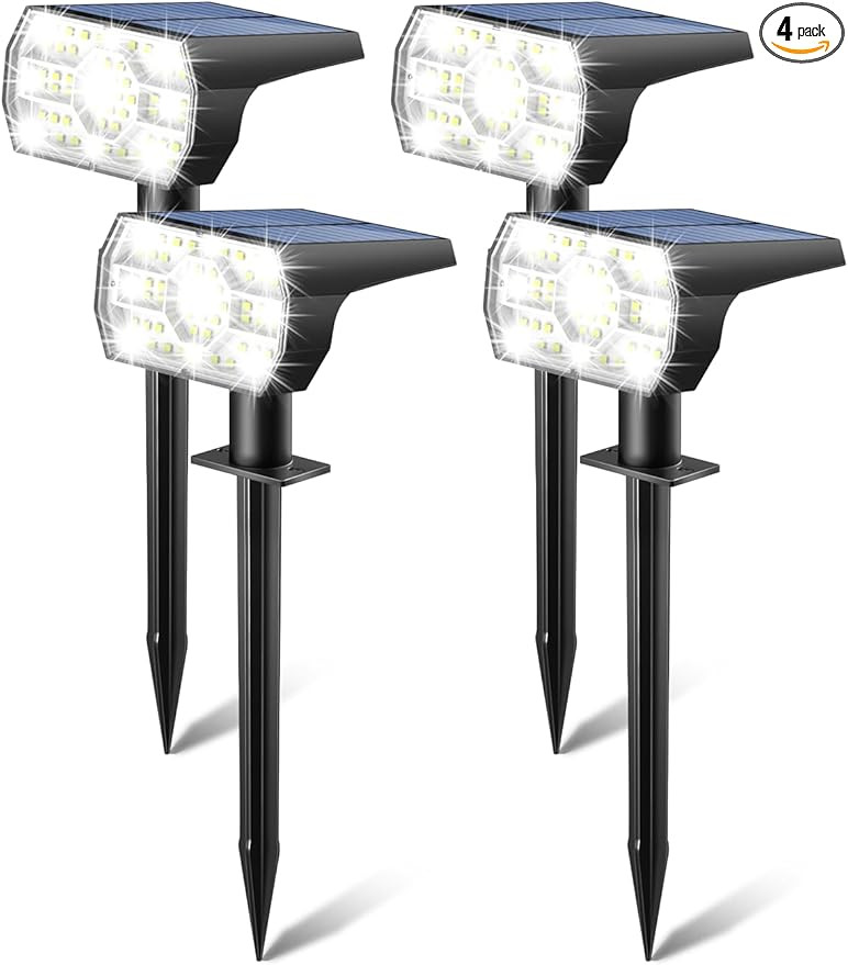 Kaxiida Solar Lights Outdoor Waterproof IP68, 3 Lighting Models Solar Powered Spot Lights Outdoor... | Amazon (US)