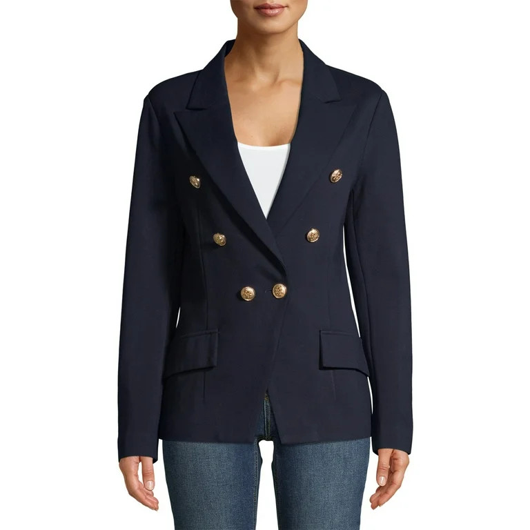 Attitude Unknown Women's and Women's Plus Metallic Button Blazer - Walmart.com | Walmart (US)