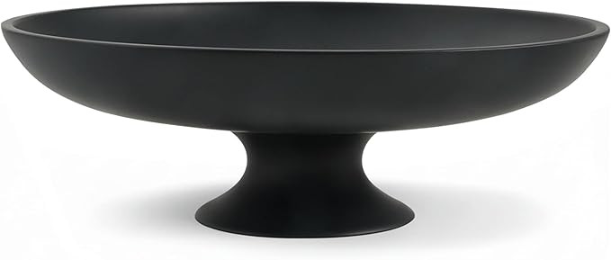 Black Concrete Fruit Bowl, Large Decorative Pedestal Bowl for Kitchen Counter, Modern Centerpiece... | Amazon (US)