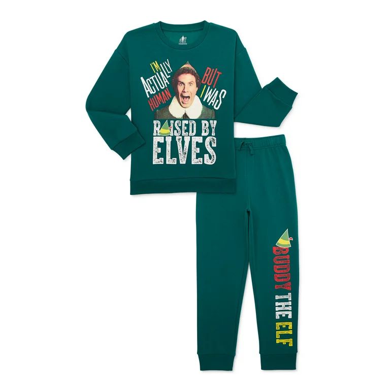 Buddy the Elf Boys’ Holiday Sweatshirt and Jogger Pants Outfit Set, 2 Piece, Sizes 4-12 - Walma... | Walmart (US)