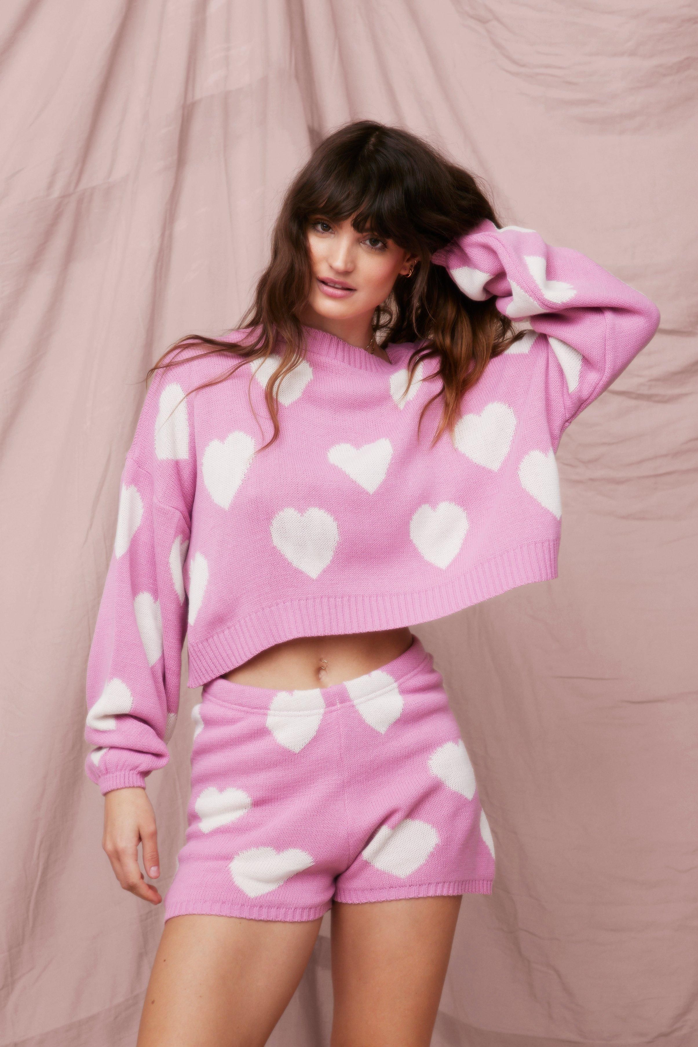 Heart Knit Sweater and Shorts Lounge Set | Nasty Gal (US)