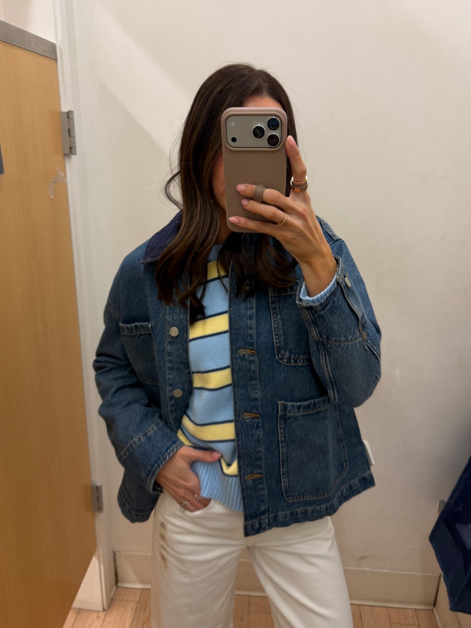 Denim chore jacket is true to size (wearing a S and room to layer a sweater under)! This one looks just like my Aritzia one 

#LTKSaleAlert #LTKootd #LTKSeasonal