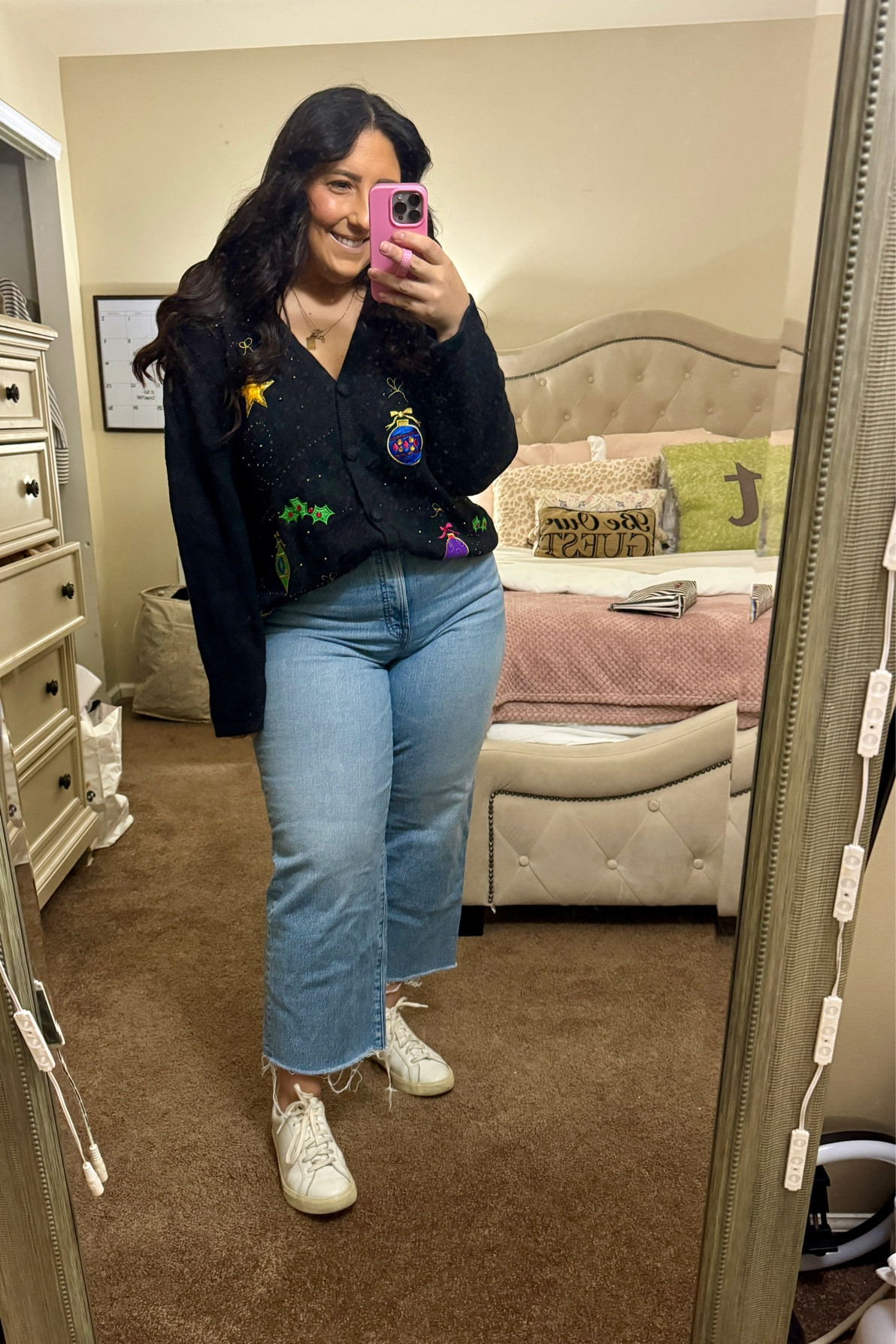 christmas sweater - urban outfitters 
madewell curve jeans 
veja sneakers 

#LTKSeasonal #LTKHoliday #LTKmidsize