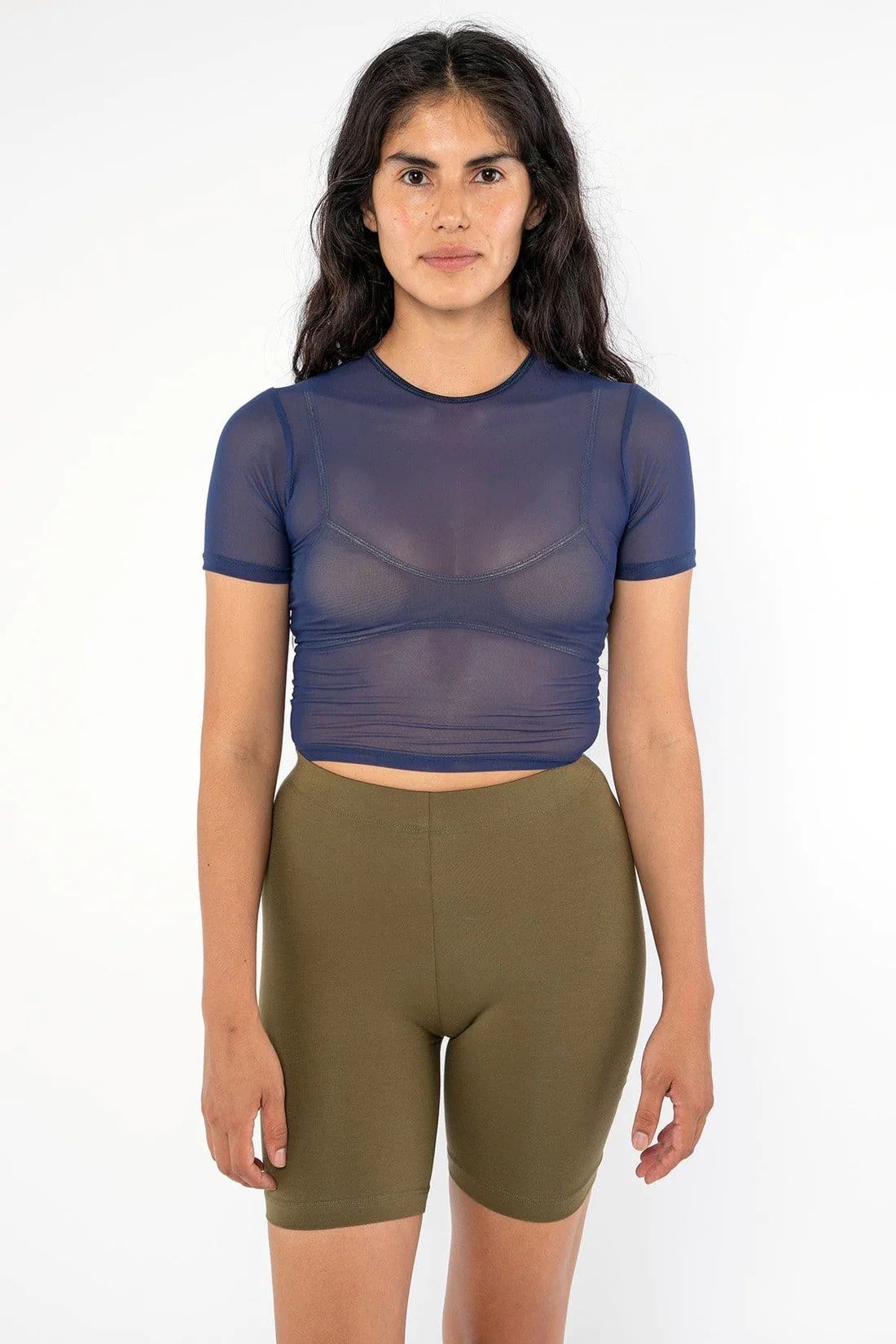 RNS078 - Micromesh Short Sleeve Crop Top Tee Shirt | Los Angeles Apparel