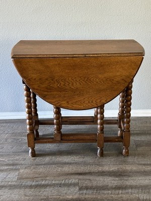 Antique English Table Drop Leaf Gateleg Barley Twist Oak Oval Shippable | eBay US