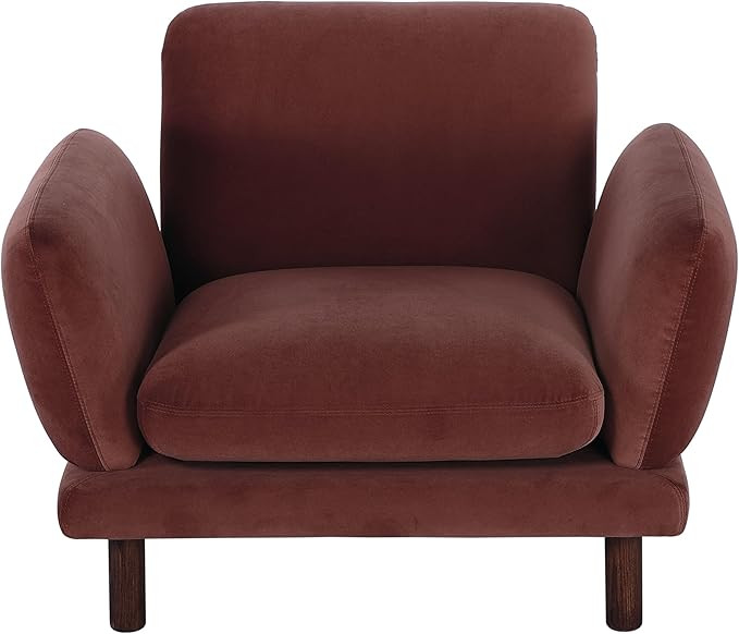 Creative Co-Op, Clay Velvet Upholstered Chair with Oak Wood Legs, Color | Amazon (US)