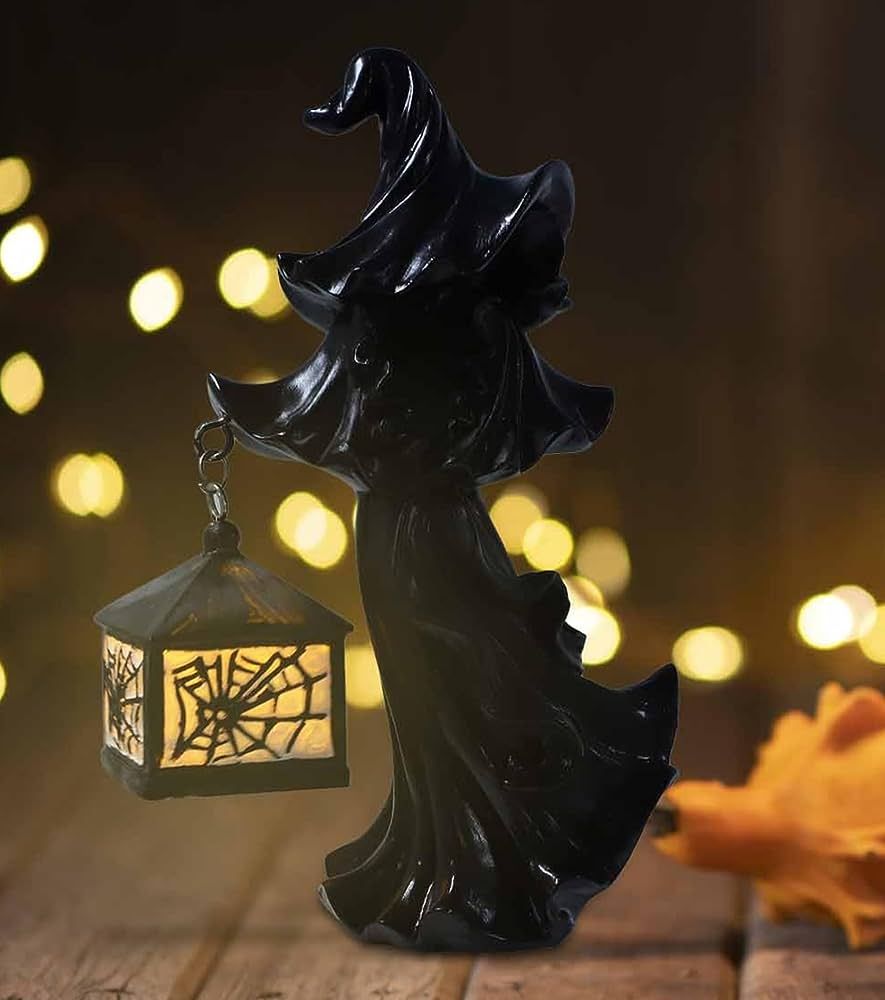 Witch Lantern Statue Faceless Ghost Sculpture Hell Messenger with Candle Light Resin Cracker Barr... | Amazon (US)