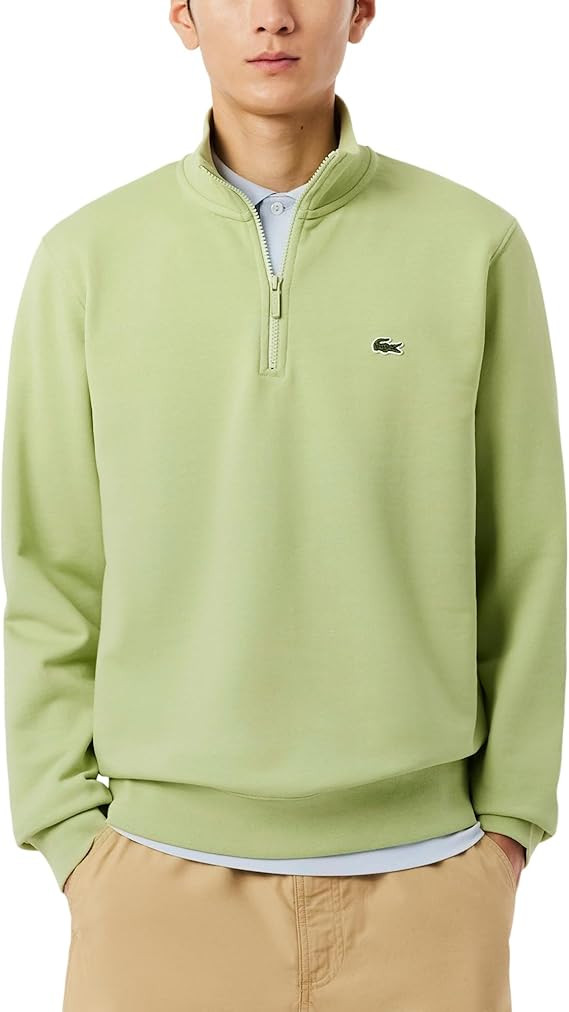Lacoste mens Core Collection Regular Fit Classic Zip Up Mock Neck Sweatshirt | Amazon (US)