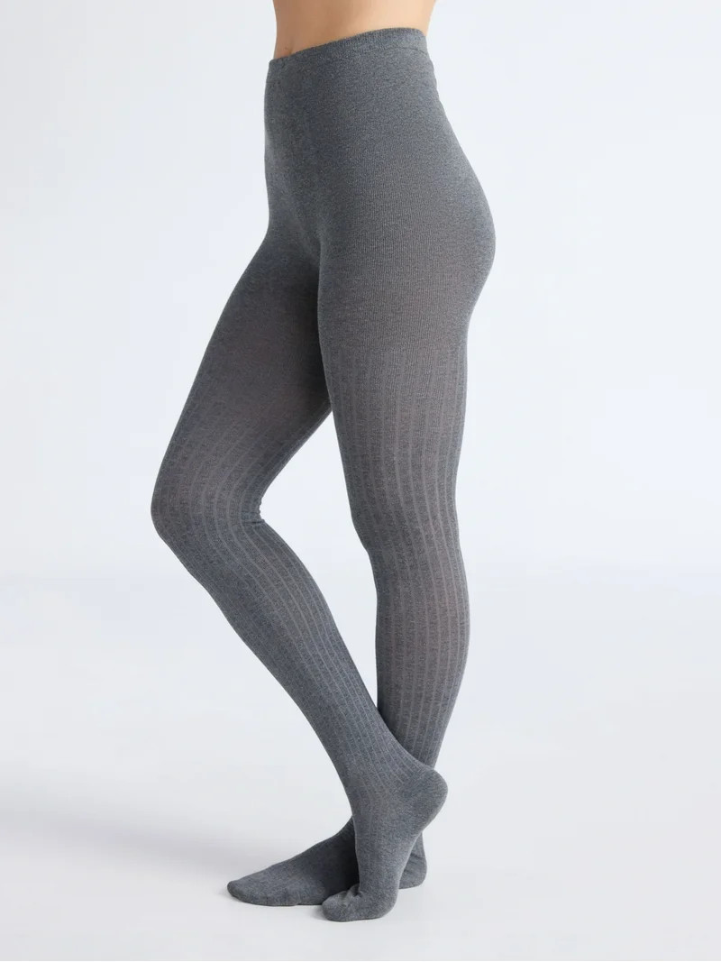 Joyspun Women's Ribbed Cotton-Blend Tights, Sizes S-3XL | Walmart (US)