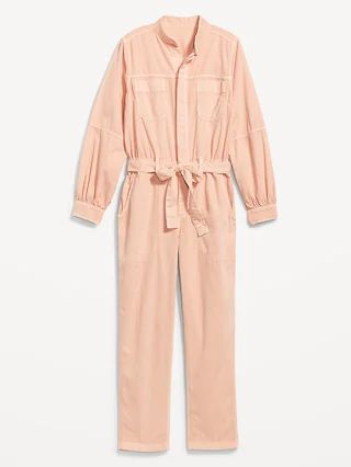 Collarless Tie-Belt Utility Jumpsuit for Women | Old Navy (US)