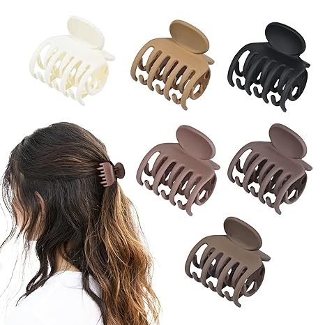 DEEKA Hair Clips Small Claw Clips for Thin Hair 6 Pack Double Row Teeth 1.6" Medium Matte Non-sli... | Amazon (US)