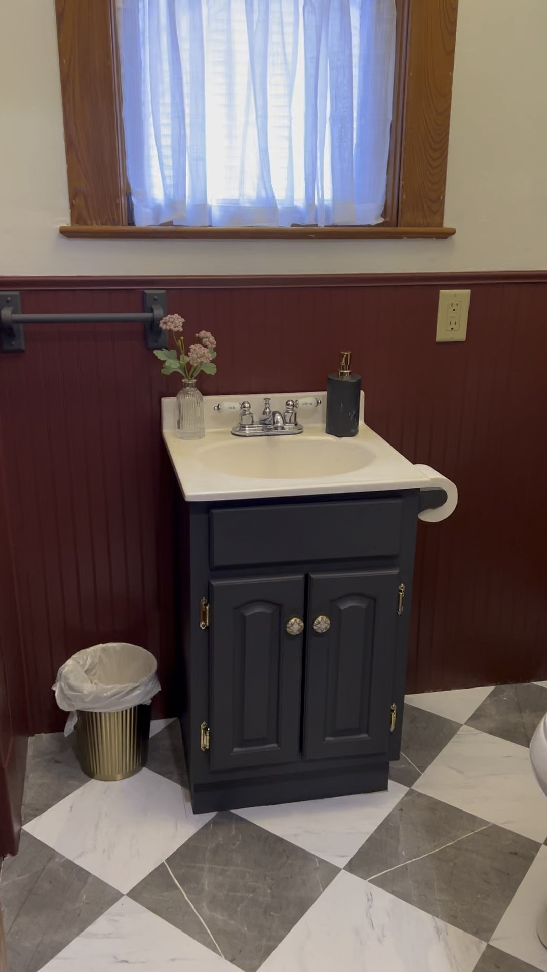 our mini bathroom renovation!!! these floor pops Chris loves Julia collab peel and stick tiles were a GAME changer!!! I cannot recommend them enough 

#LTKfindsunder50 #LTKhome #LTKfindsunder100