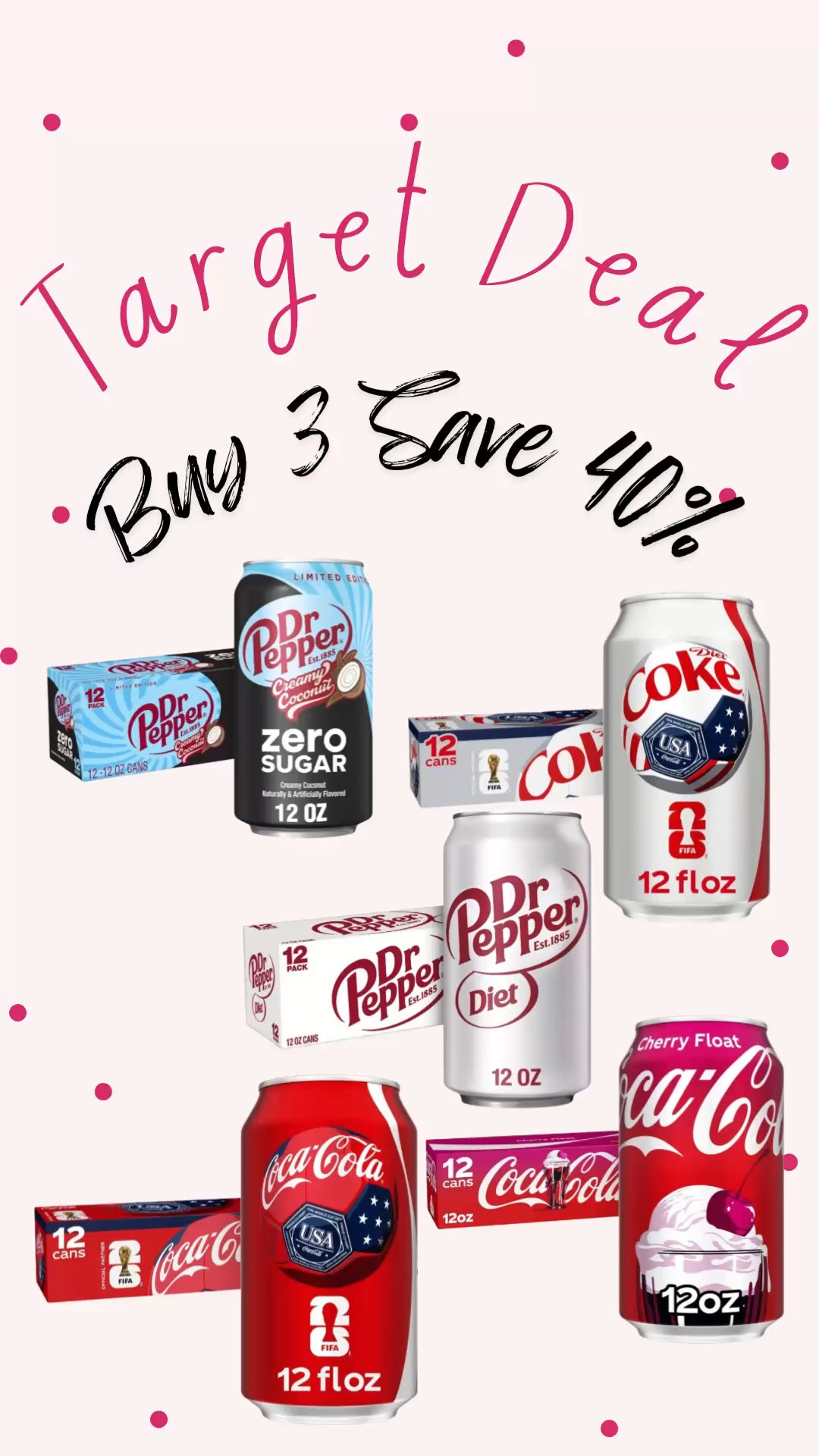 Save 40% when you buy 3 12 packs of soda at @Target! #LTKTarget #LTKTargetdeal

#LTKfoodie #LTKdayinmylife #LTKmomlife