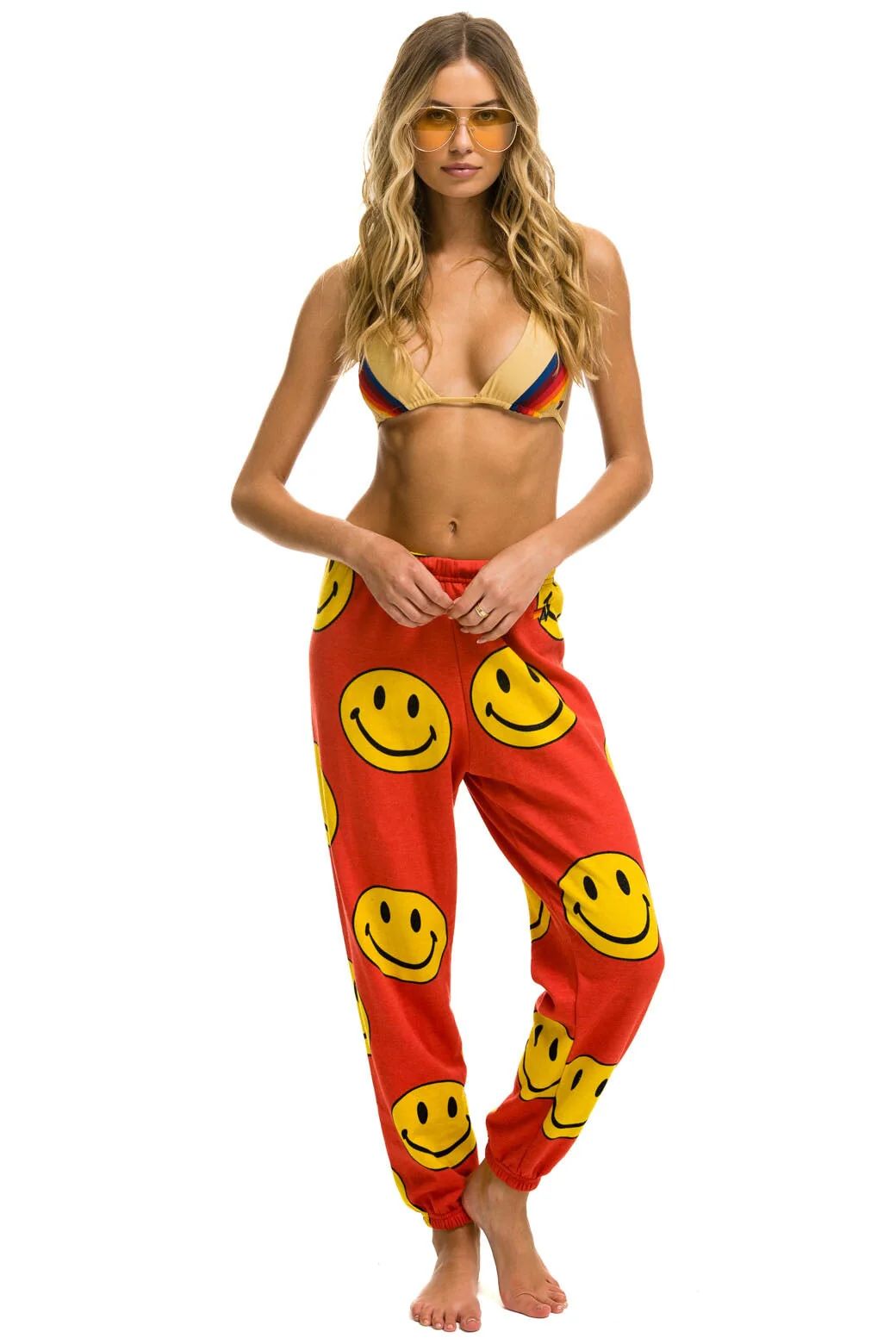 SMILEY REPEAT SWEATPANTS - RED | Aviator Nation