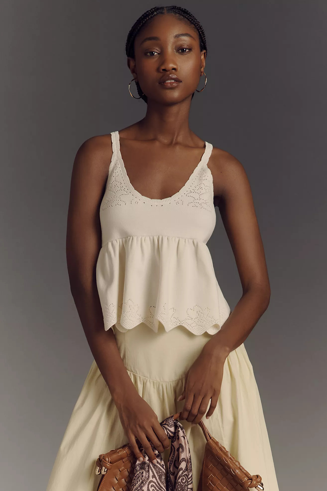 By Anthropologie Scalloped Babydoll Pointelle Sweater Tank | Anthropologie (US)