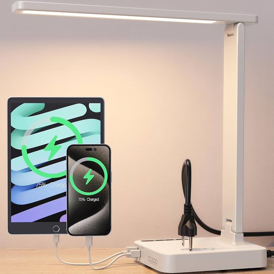 cozoo LED Desk Lamp with USB Charging Ports and Type C Port,2 AC Outlets,9 Lighting Modes,Touch/M... | Amazon (US)