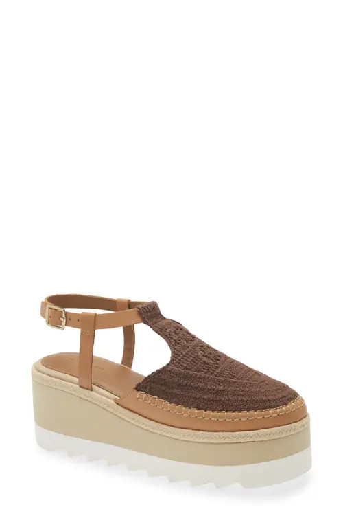 Free People Morning in Mykonos Platform Wedge in Oak Combo at Nordstrom, Size 9 | Nordstrom