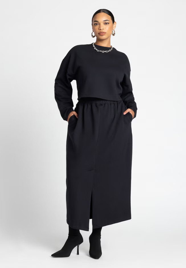 Maxi French Terry Skirt | Eloquii
