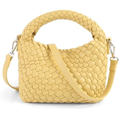 Hnycinj Women Woven Leather Handbag,Manmade Small Lightweight Shoulder Crossbody Bag,Fashion Top ... | Amazon (US)