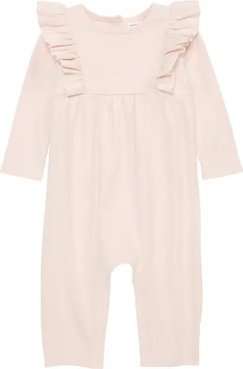 Ruffle Rib Stretch Cotton Romper | Nordstrom