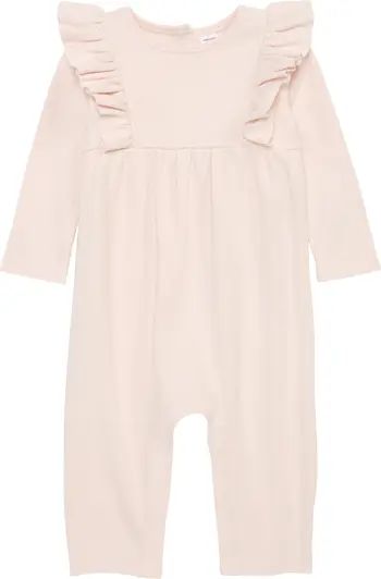 Ruffle Rib Stretch Cotton Romper | Nordstrom