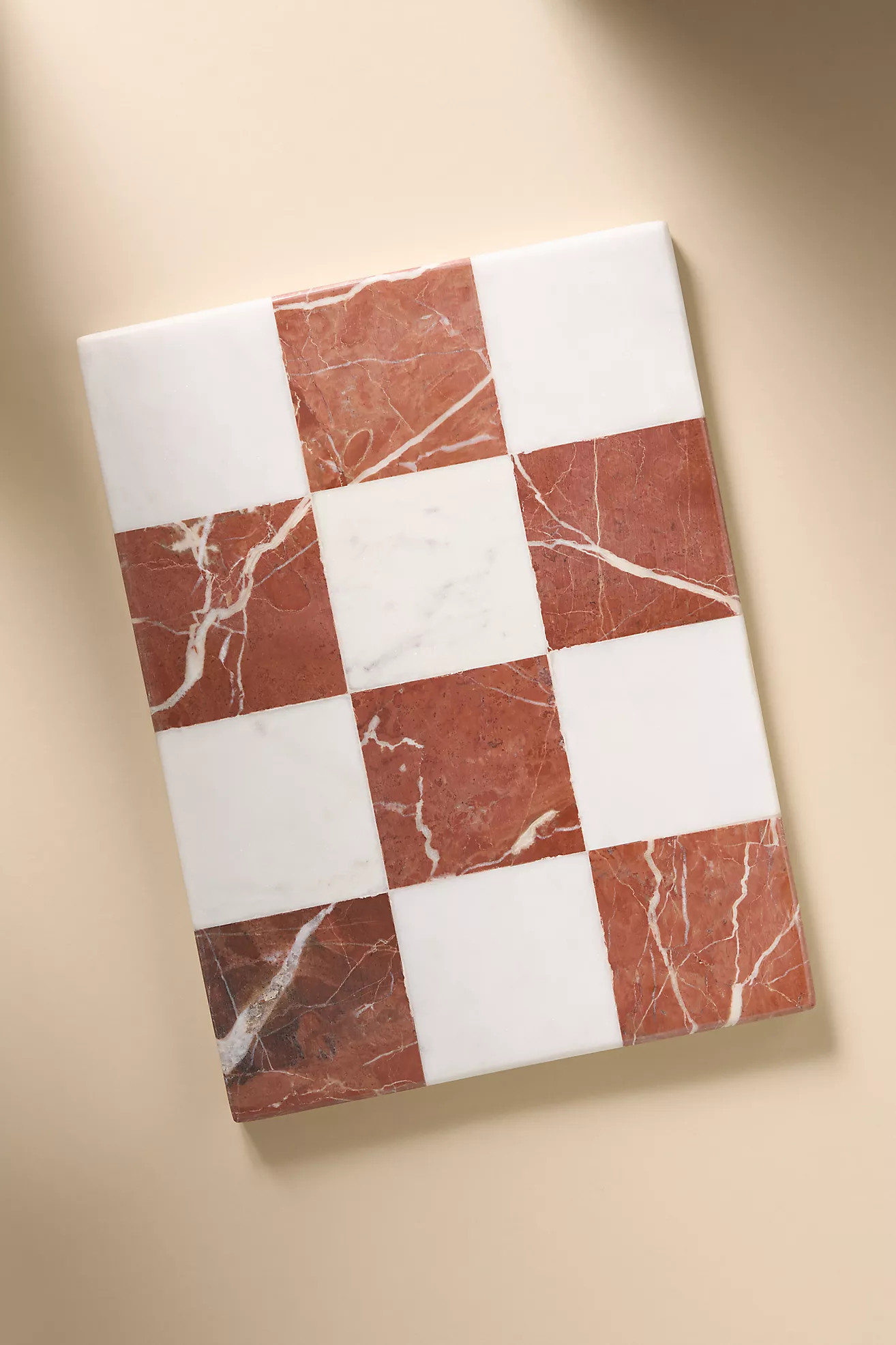 White & Rust Checkered Marble Cheese Board | Anthropologie (US)