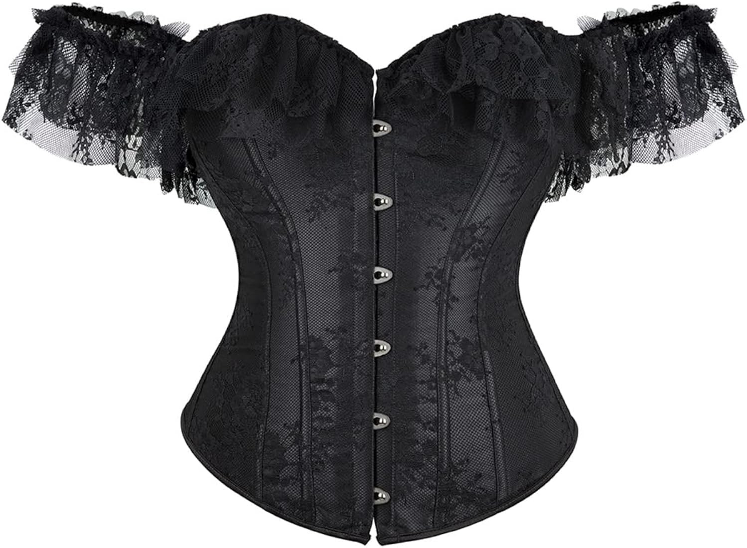 Corsets for Women Renaissance Lace Corset Off The Shoulder Corset Top with Sleeves | Amazon (US)