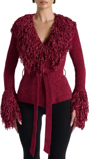Fringe Tie Waist Chenille Cardigan | Nordstrom