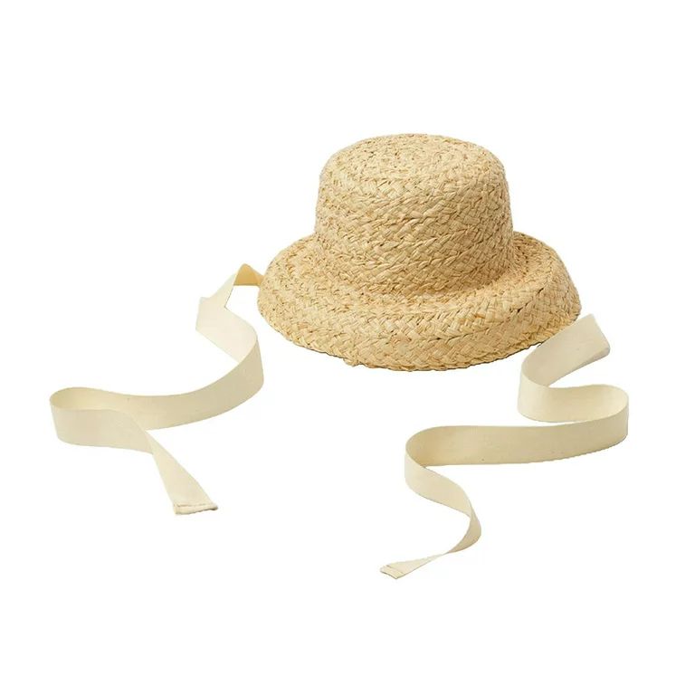 Lovely Kids Straw Hat Wide Brim Sun Eaves Travel Beach Sun Hat Sun Protection White Tie | Walmart (US)