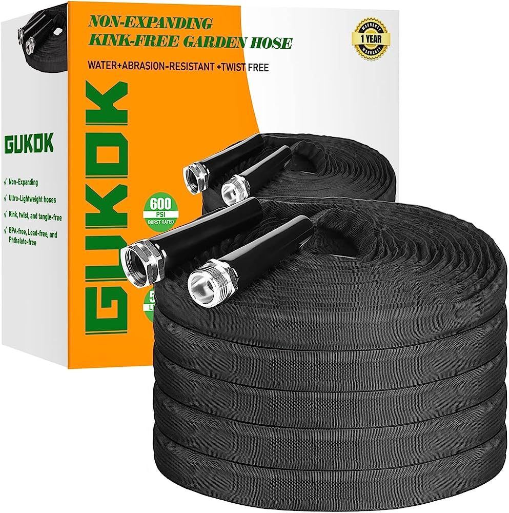 GUKOK Non-Expanding Garden Hose, Lightweight, Ultra Flexible, Durable, Kink-Free Garden Hose, RV,... | Amazon (US)