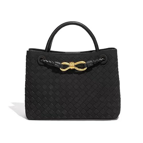 Suede Woven Tote Bag for Women Leather Shoulder Handbag Designer Top Handle Purses(Black) | Amazon (US)