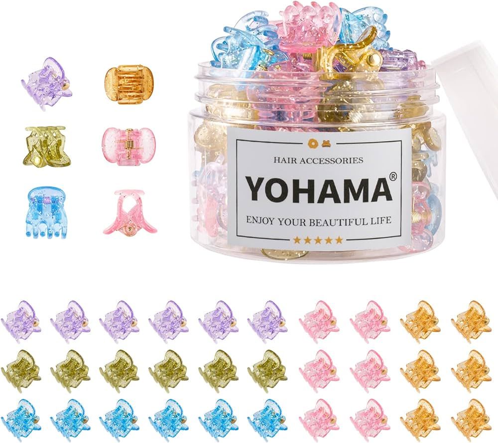 YOHAMA 36 Pcs Hair Clips Glitter Mini Claw Clamp Colorful Great for Design Children Women Girls H... | Amazon (US)