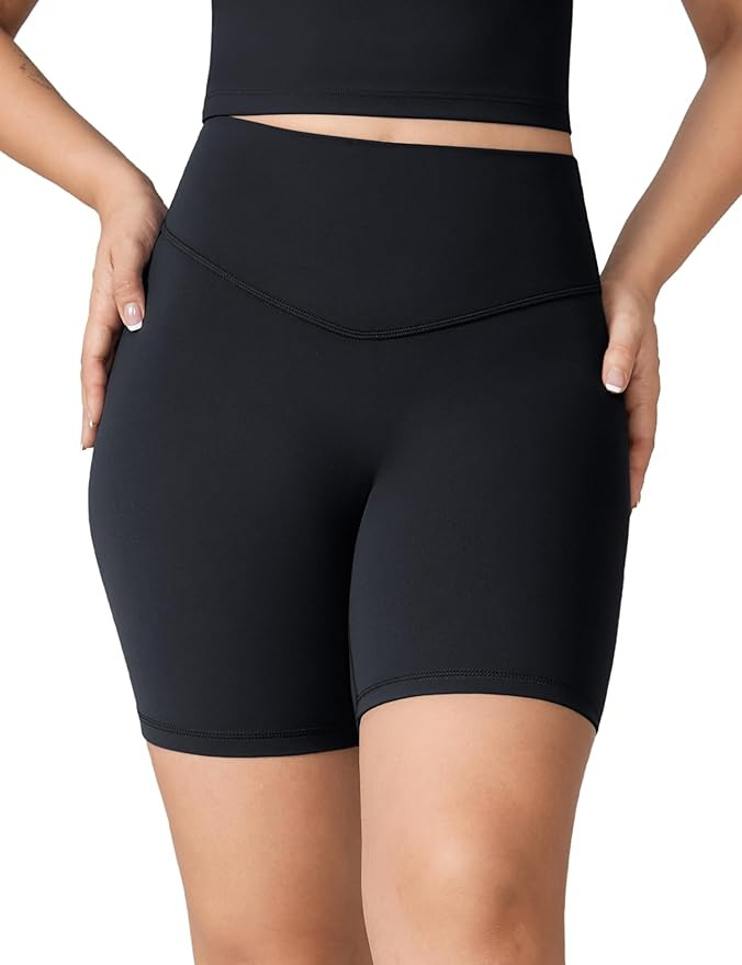 Hugcurve No Front Seam High Waisted Workout Biker Shorts for Women 6 Inches Tummy Control Buttery... | Amazon (US)