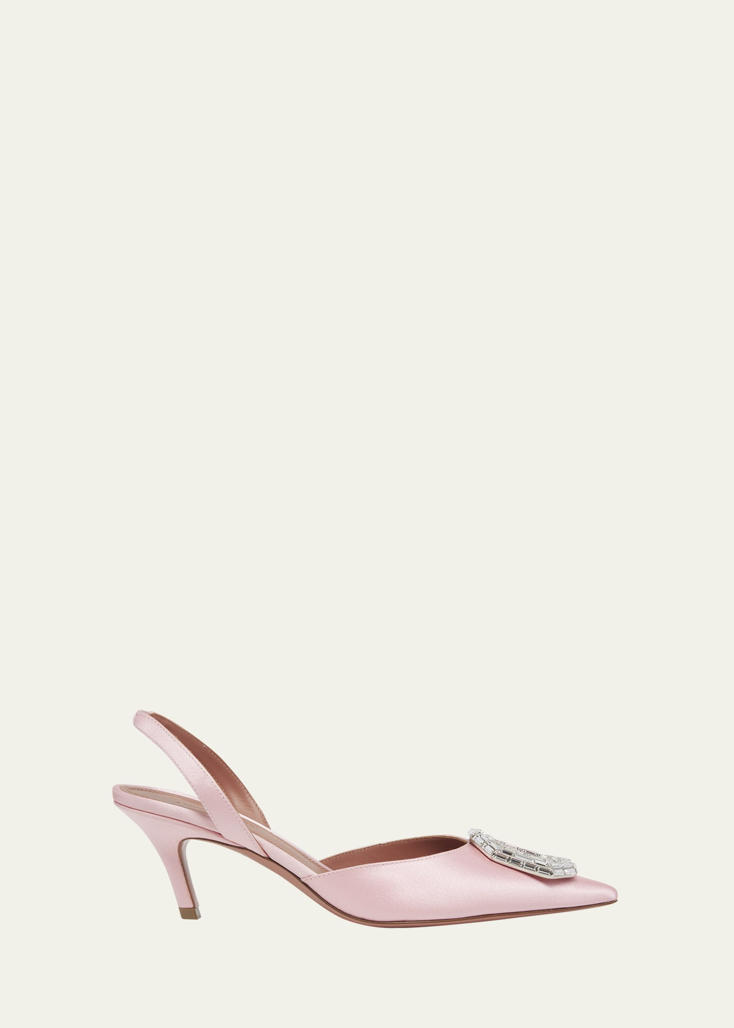 Amina Muaddi Camelia Satin Crystal Ornament Pumps | Bergdorf Goodman