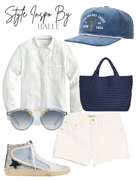 Style inspo by Halle 
White button up 
White shorts golden goose 
Turcker hat 
Navy bag 
Blue sunglasses 
Summer style 
Blue and white outfit  #springoutfits #fallfavorites #LTKbacktoschool #fallfashion #vacationdresses #resortdresses #resortwear #resortfashion #summerfashion #summerstyle #LTKseasonal #rustichomedecor #liketkit #highheels #Itkhome #Itkgifts #Itkgiftguides #springtops #summertops #Itksalealert
#LTKRefresh #fedorahats #bodycondresses #sweaterdresses #bodysuits #miniskirts #midiskirts #longskirts #minidresses #mididresses #shortskirts #shortdresses #maxiskirts #maxidresses #watches #backpacks #camis #croppedcamis #croppedtops #highwaistedshorts #highwaistedskirts #momjeans #momshorts #capris #overalls #overallshorts #distressesshorts #distressedjeans #whiteshorts #contemporary #leggings #blackleggings #bralettes #lacebralettes #clutches #crossbodybags #competition #beachbag #halloweendecor #totebag #luggage #carryon # blazers #airpodcase #iphonecase #shacket #jacket #sale #under50 #under100 #under40 #workwear #ootd #bohochic #bohodecor #bohofashion #bohemian #contemporarystyle #modern #bohohome #modernhome #homedecor #amazonfinds #nordstrom #bestofbeauty #beautymusthaves #beautyfavorites #hairaccessories #fragrance #candles #perfume #jewelry #earrings #studearrings #hoopearrings #simplestyle #aestheticstyle #designerdupes #luxurystyle #bohofall #strawbags #strawhats #kitchenfinds #amazonfavorites #bohodecor #aesthetics #blushpink #goldjewelry #stackingrings #toryburch #comfystyle #easyfashion #vacationstyle #goldrings #fallinspo #lipliner #lipplumper #lipstick #lipgloss #makeup #blazers #LTKU #primeday
#StyleYouCanTrust #giftguide #LTKRefresh #LTKSale
#LTKHalloween #LTKFall #fall #falloutfits #backtoschool
#backtowork #LTKGiftGuide #amazonfashion #traveloutfit #familyphotos #liketkit #trendyfashion #fallwardrobe #winterfashion #christmas #holdavfavorites #ITKseasonal #grandmillennial #grandmillennialstyle 

#LTKstyletip #LTKFind #LTKSeasonal