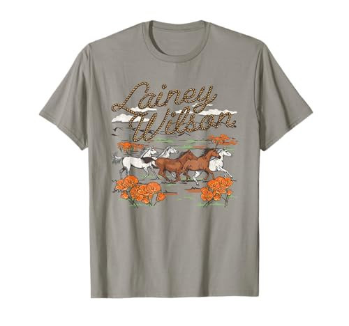 Lainey Wilson Official Wild Horses T-Shirt, Unisex-Adults, Grey, Small, Short Sleeve, Regular Fit, Cotton Blend | Amazon (US)
