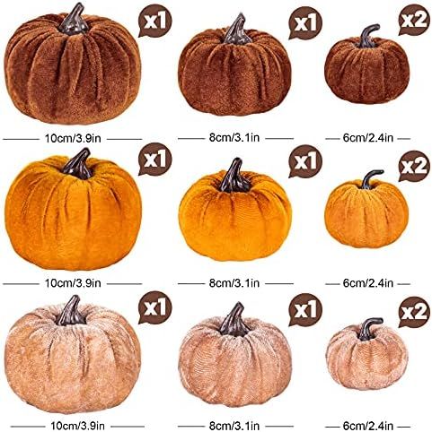 Whaline 12Pcs Fall Artificial Pumpkins 3 Sizes Fake Velvet Pumpkin Orange Brown Khaki Small Foam ... | Amazon (US)