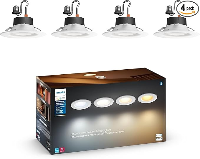 Philips Hue Smart Recessed 5/6 Inch LED Downlight - White Ambiance Warm-to-Cool White Light - 4 P... | Amazon (US)