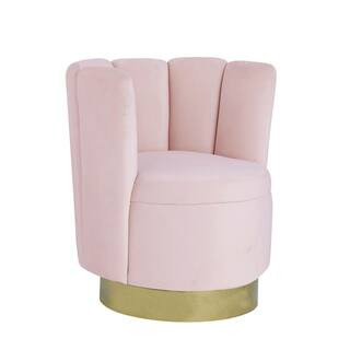 Best Master Furniture Hina Velvet Pink Swivel Round Bucket Chair | The Home Depot