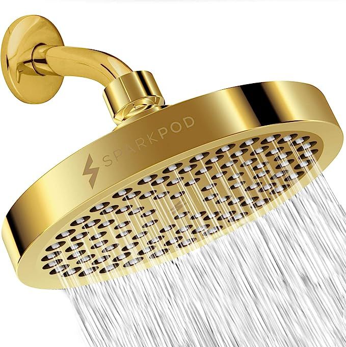 SparkPod Shower Head - High Pressure Rain - Luxury Modern Gold Look - Easy Tool Free Installation... | Amazon (US)