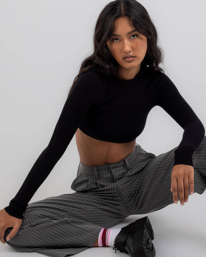Basic Long Sleeve Knit Crop Top | City Beach